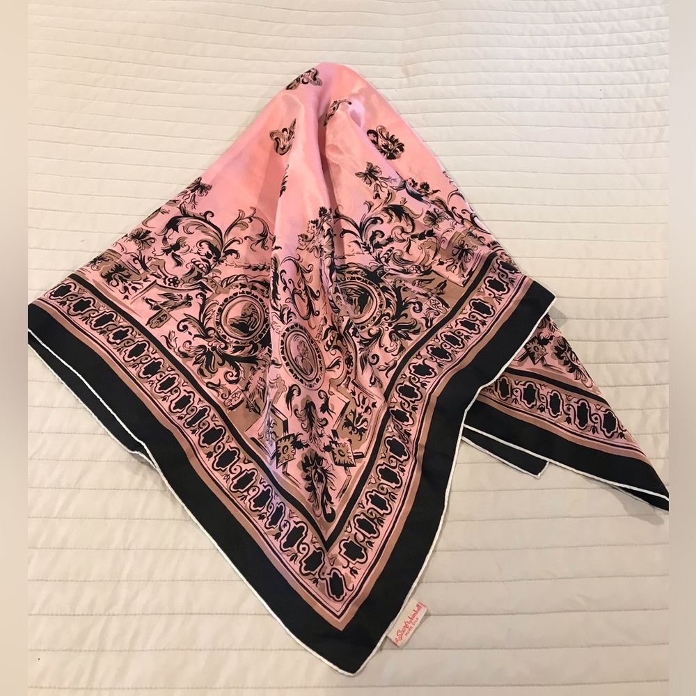 Pink and brown silk scarf
